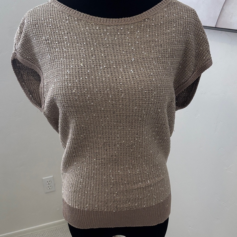 White House Black Market Tan sequence Women's Sweater. Size XS